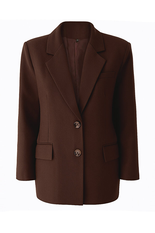 Необхідні речі в гардеробі Коричневий кашемір Спеціальна колекція Блейзер з вільним кроєм | TWOAW26BC00005 - 6