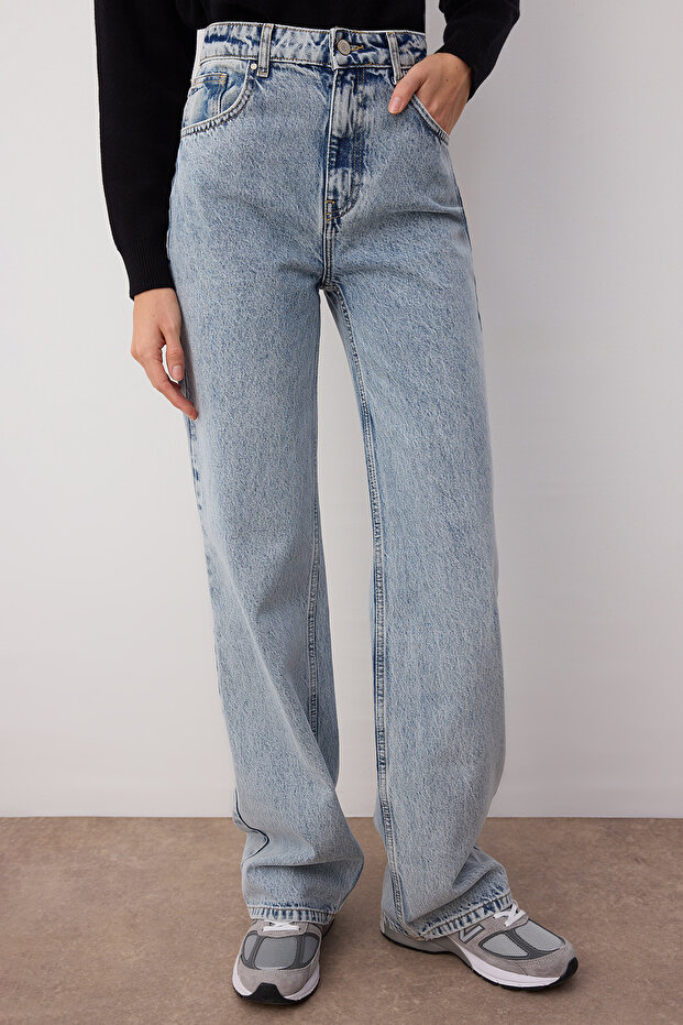 Açık Mavi Yüksek Bel Wide Leg Jeans TWOSS25JE00278 - 3