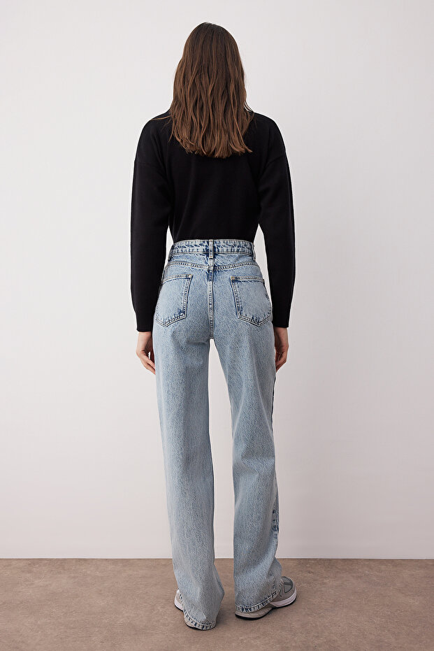 Açık Mavi Yüksek Bel Wide Leg Jeans TWOSS25JE00278 - 4
