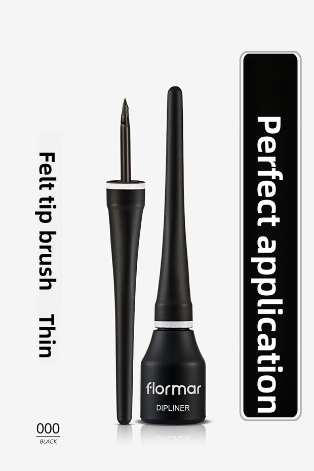 Dense Pigmented Thin Felt Brush Semi Matte Dipliner (BLACK) - Dipliner-000black-8690604330003