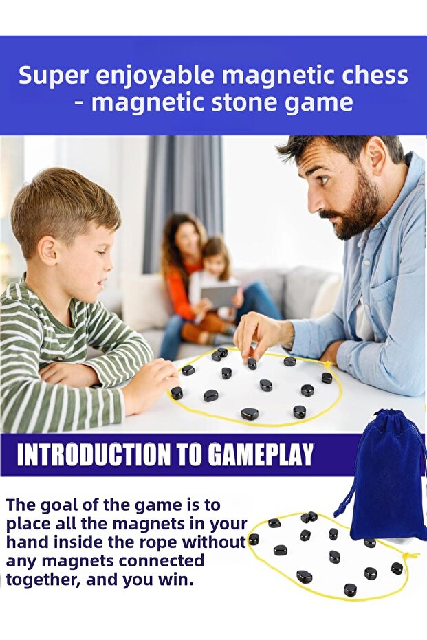 Super Enjoyable Magnetic Chess - Magnetic (Strong) Stone Game with 20 Stones - Great Gift for Passing Time