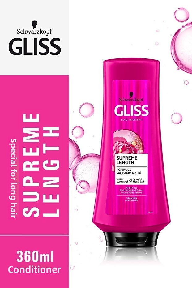 Supreme Length Protective Hair Care Cream - 360 ml with Biotin Complex and Peony Flower Extract