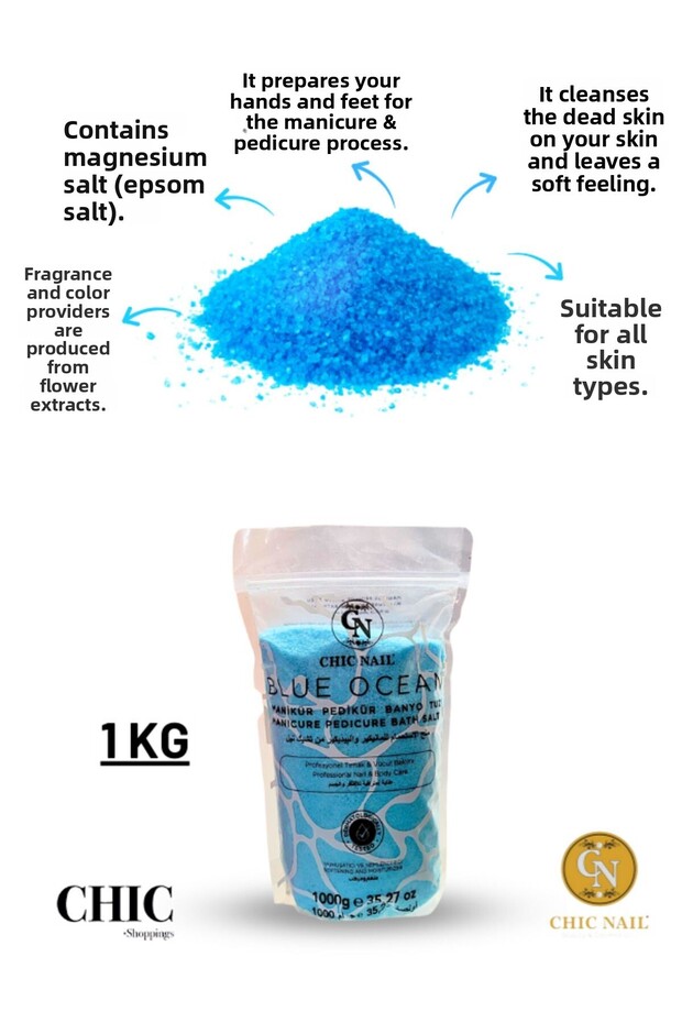 Manicure & Pedicure and Bath Salt Blue Ocean 1 kg / Epsom Salt / English Salt