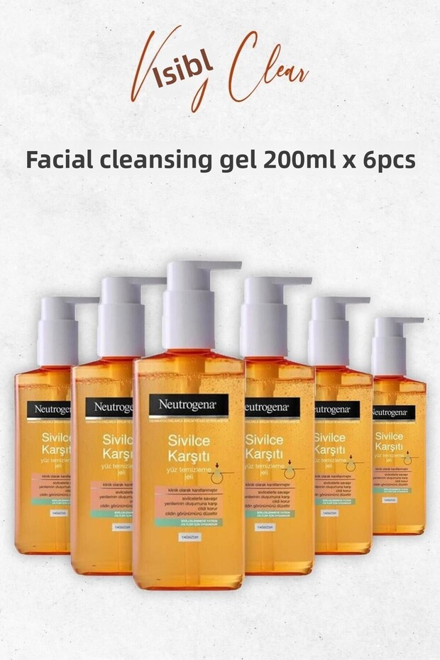 Visibly Clear Anti-Acne Oil-Free Facial Cleansing Gel 200 Ml x 6 Pieces