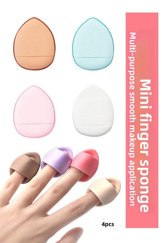 Finger Mini Makeup Sponge - Puff Concealer, Blush, Powder, Touch Up Sponge 4 Pieces