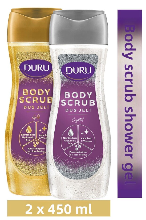 2X450 ml Crystal & Gold Shower Gel - Body Scrub Set of Two