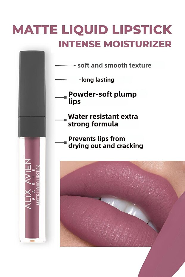 أحمر شفاه سائل غير لامع 510 Dark Rose - مخملي يدوم طويلاً ولا يجفف