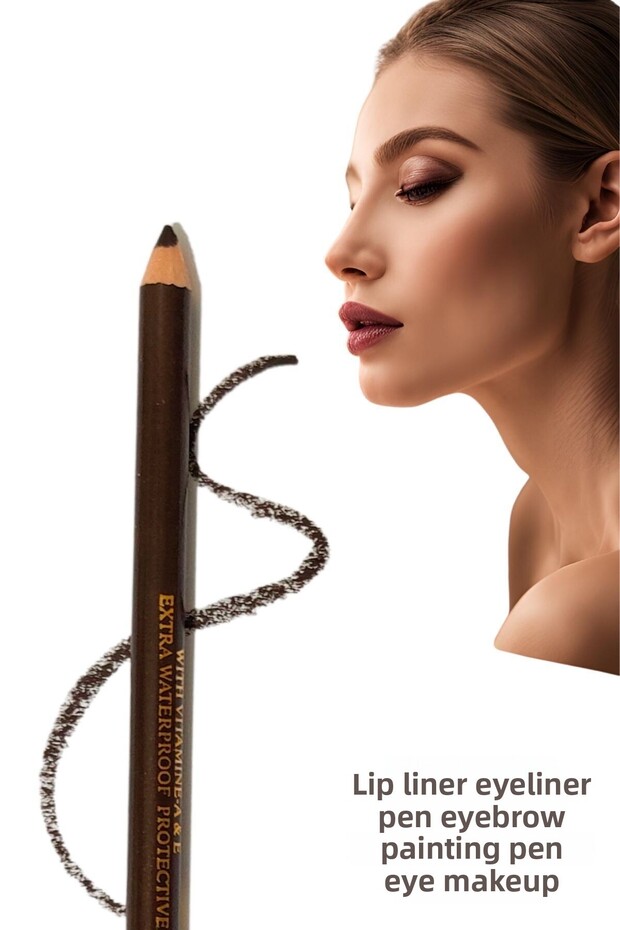 1Pc Brown Waterproof Lip Liner Eyeliner Pencil under Eye Brow Coloring Makeup Pen Set Accessory