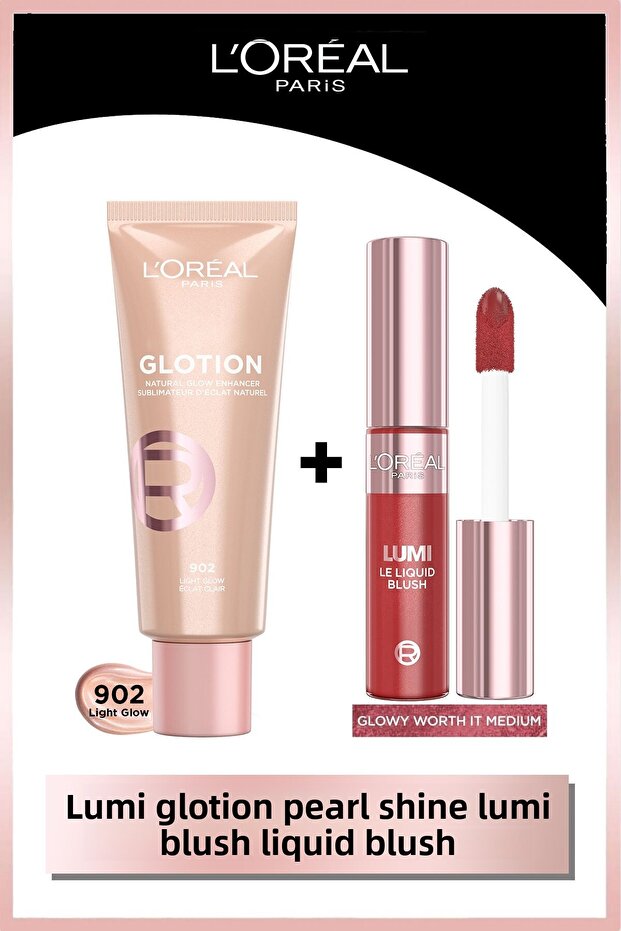 Glotion 902 Highlighter Liquid Illuminator & Lumi Blush Liquid Blush - Glowy Worth It Medium