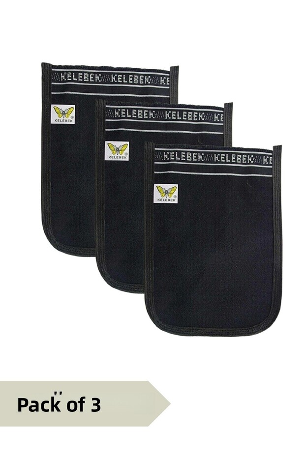 3-Piece Ottoman Thick Black Bathroom Bath Washcloth 25x17 cm