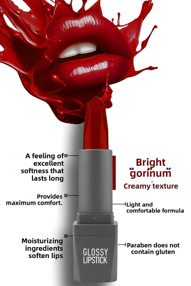 Moisturizing High-Shine Creamy Glossy Lipstick - Glossy Lipstick 323 Ruby Red