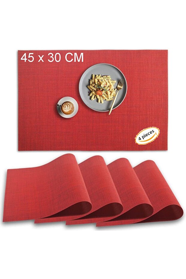Dining Table American Services Non-Slip Heat Resistant Stain Resistant Washable Pvc 4 Pieces 45X30 cm