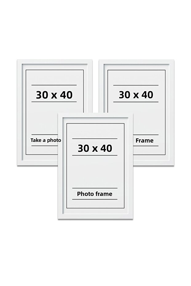 Picture Frame White 30x40 Diploma Document Certificate 3-Piece Flat Model Photo Picture Frame Set