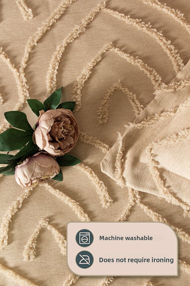 Jun Double Bedspread Set Beige - Nordic Bohemian Tassel Cover Set - Stylish Box and Package - 3