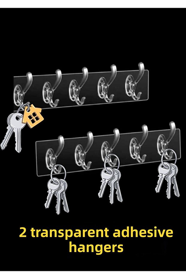 Transparent Hanger, Adhesive Hanger, Kitchen Hanger, Bathroom Hanger, 2 Adhesive Key Hanger