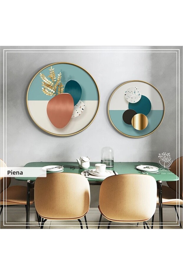 Metal Framed Real Glass Round Table Piena Set of 2