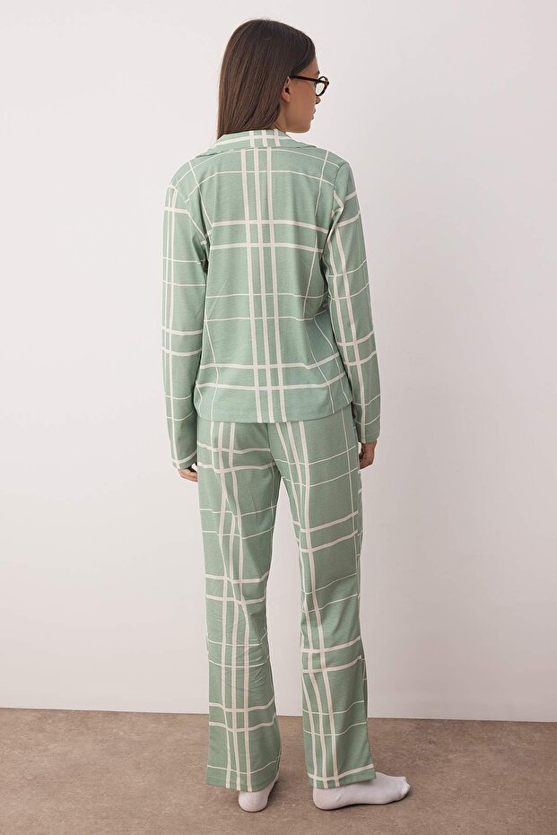 Mint Ekoseli Örme Pijama Takımı THMAW26PT00049 - 4