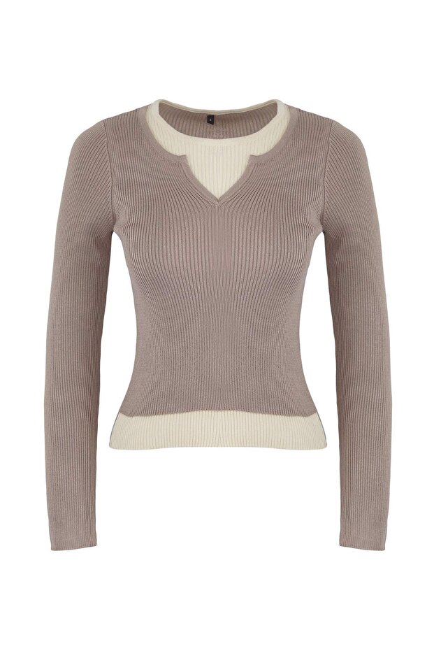 Wardrobe Essentials Beig Interlaced Strickbluse-Pullover | TWOAW26KZ00022 - 5