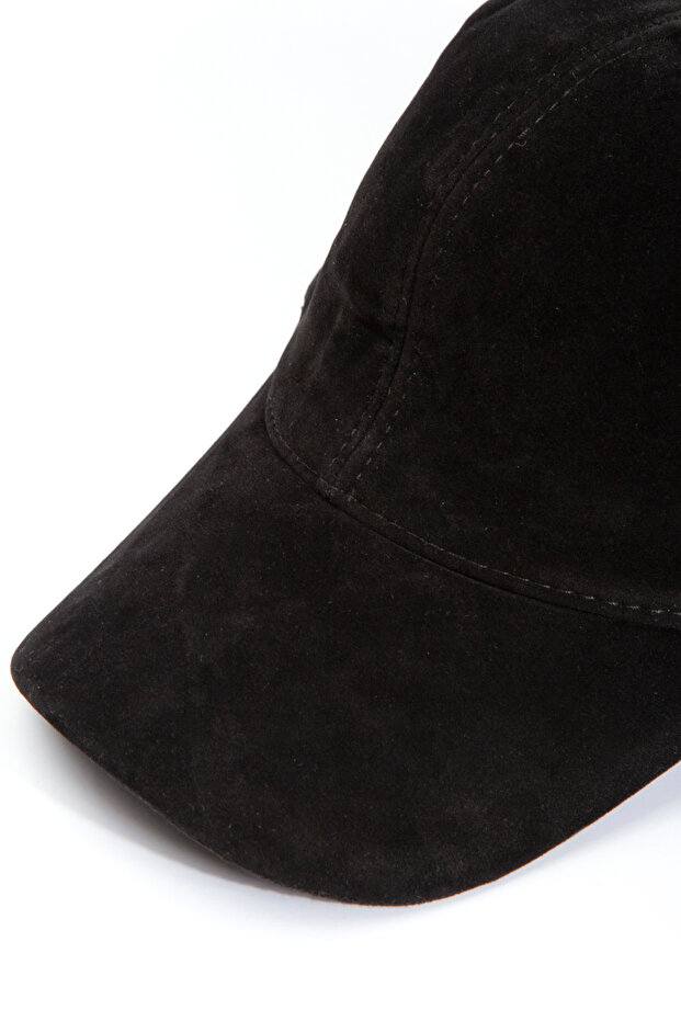 Black Basic Suede Cap Hat - 5