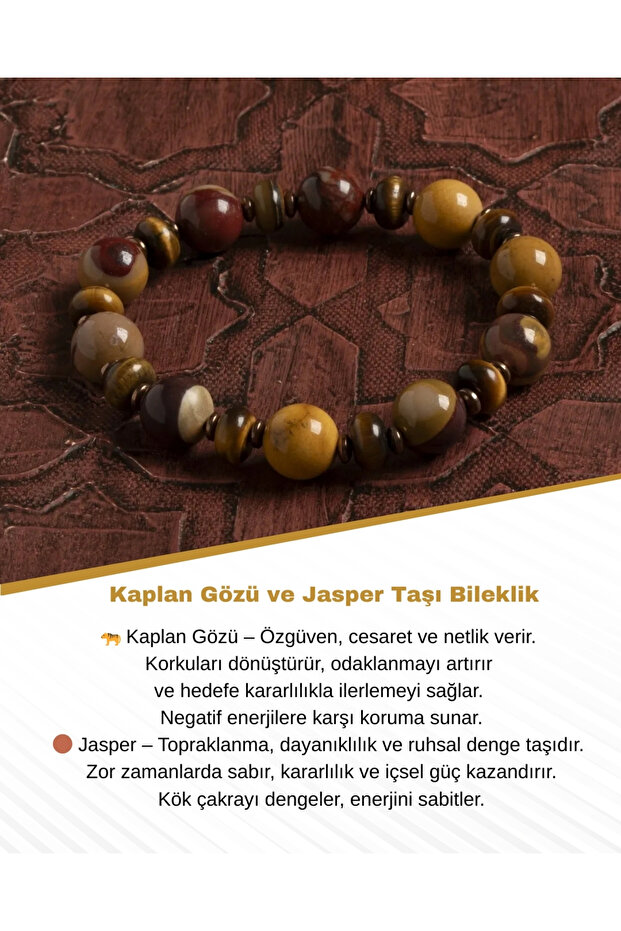 Certified Natural Tiger Eye and Jasper Stone Bracelet