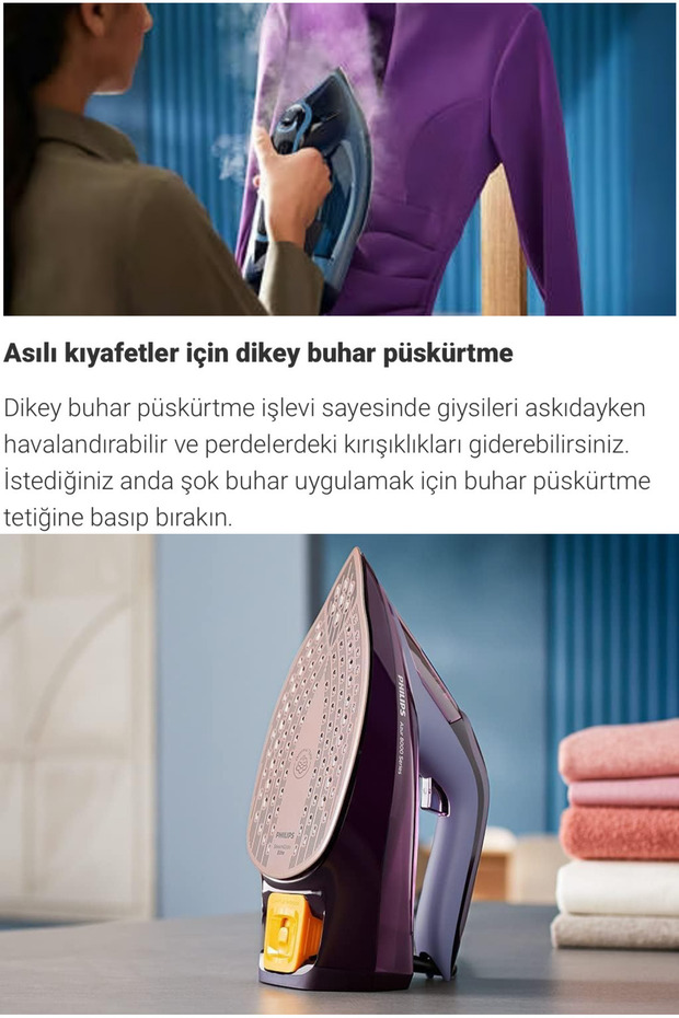 Yeni Azur Ütü Buharlı 3000w - Gelişmiş Kayma Performansı - Akıllı Sensör Donanımlı - 6