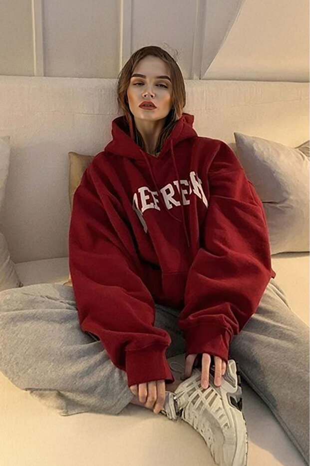 Y2K REFRESH Baskılı Kapüşonlu Sweatshirt - 1