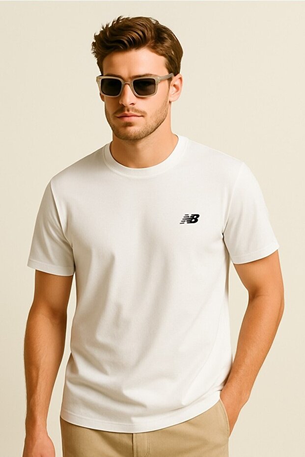 Nb Classic Basic Logo Erkek Beyaz Tshirt - 2