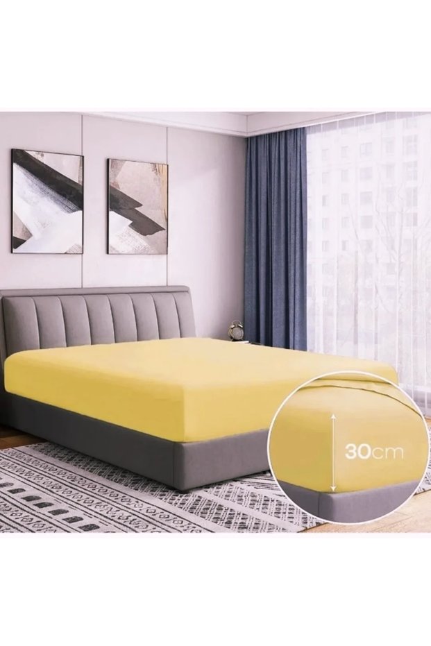 Akarca Home Ranforce Elastic Sheet Cover Model Pillow Case Baddal Size (Yellow Color)