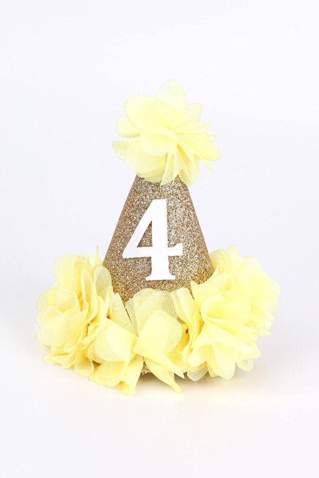 Yellow 4 Year Old Funnel Birthday Clip Buckle