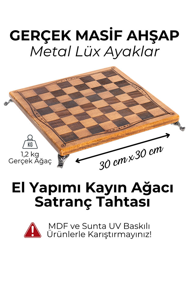 MC55 Metal Satranç Takımı 30x30cm | İSİM YAZILABİLİR | Gerçek Kayın Ağacı Tahtası | Antik Taşlar - 3