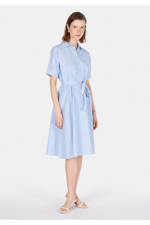 Regular Fit Kadın Mavi Elbise - 3