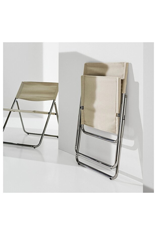 katlanır sandalye, paslanmaz çelik-bej - 4