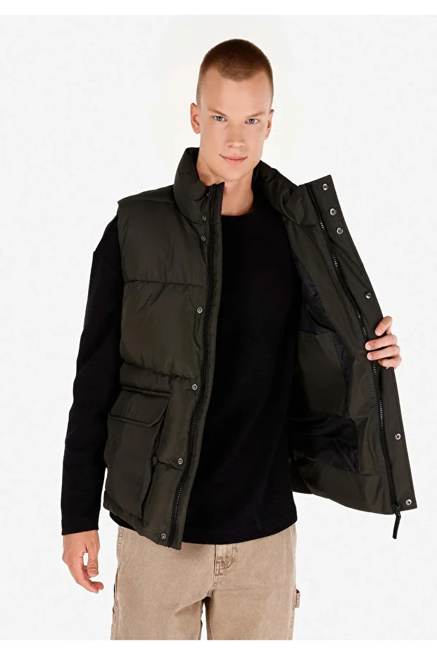 Regular Fit Erkek Yeşil Yelek - 6