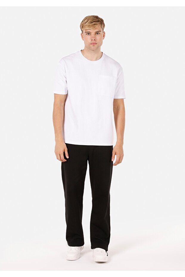 Relaxed Fit Mid Waist Men's Black Sweatpants