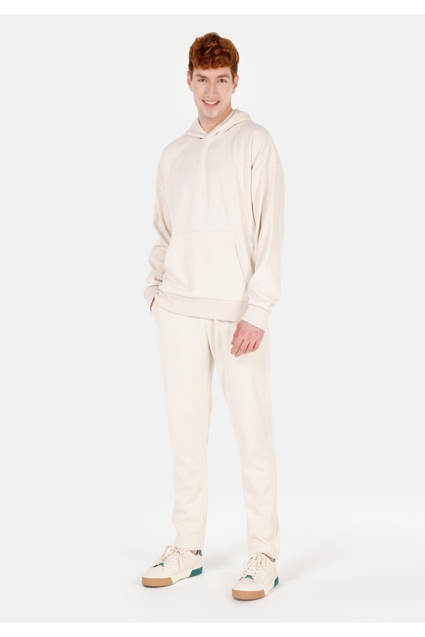 Regular Fit Orta Bel Erkek Ekru Eşofman Altı - 1