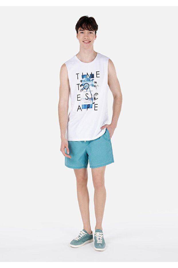 Slim Fit Erkek Mavi Deniz Şortu - 1
