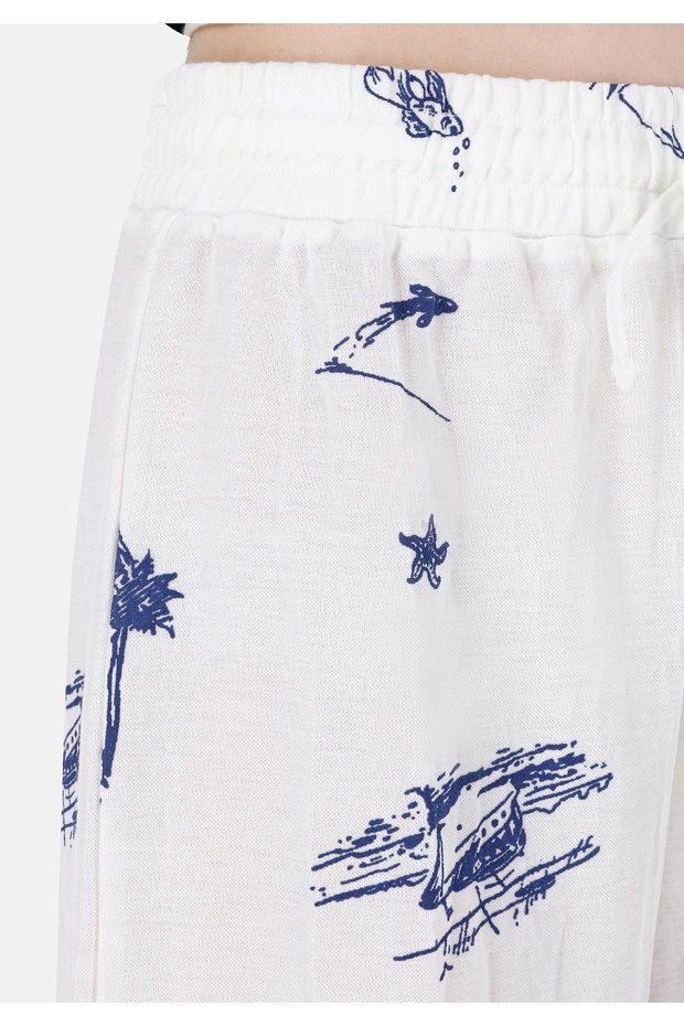 Regular Fit Orta Bel Kadın Beyaz Şort - 5