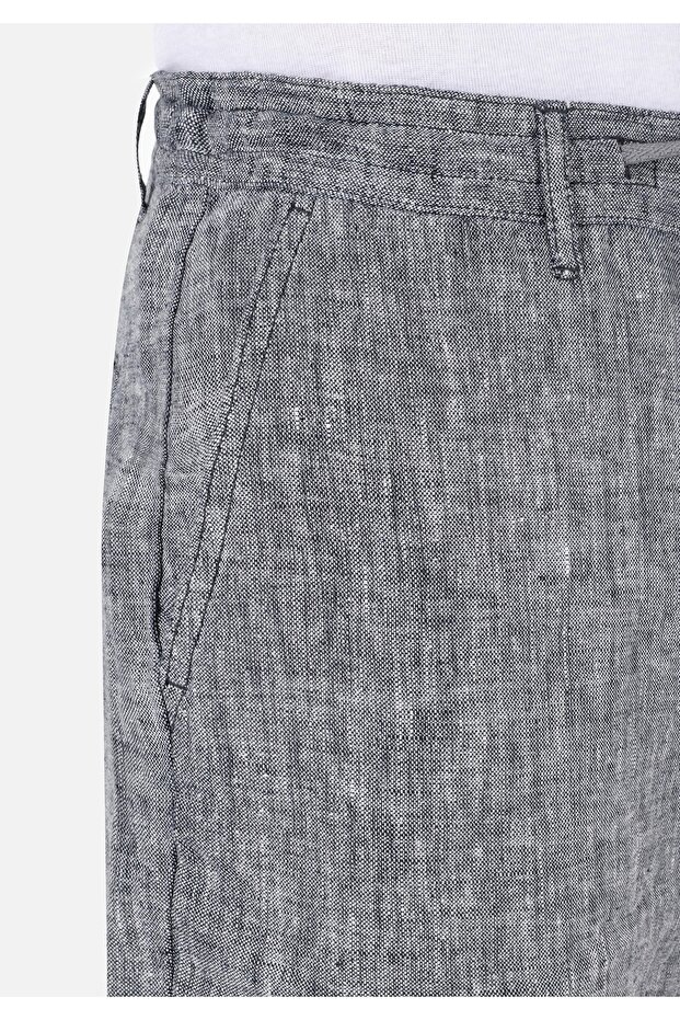 Regular Fit Orta Bel Düz Erkek Gri Şort - 5