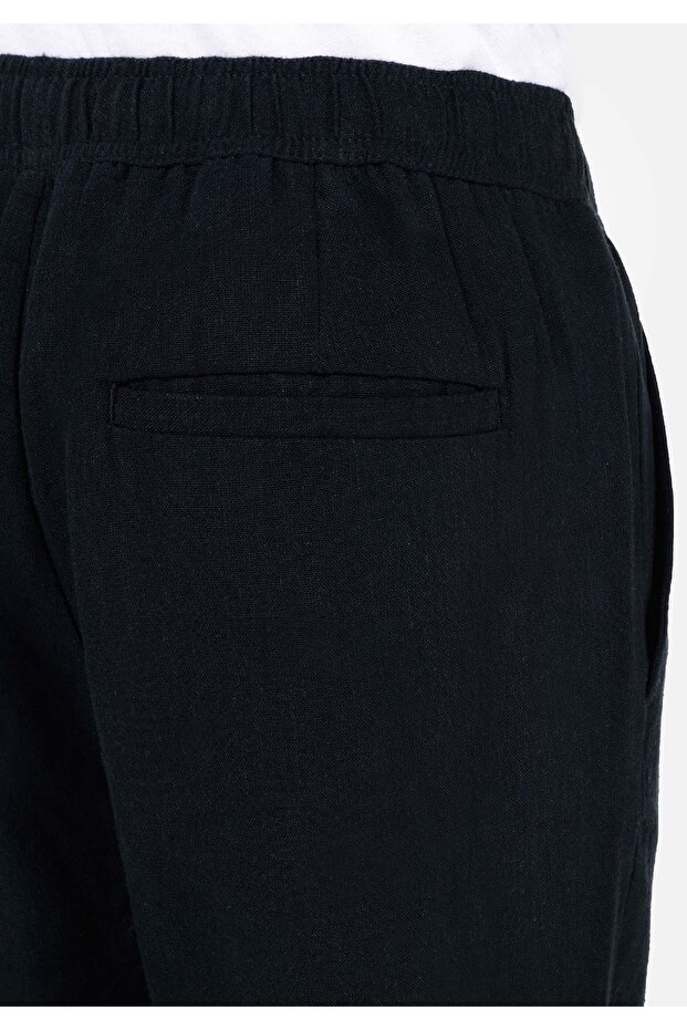 Regular Fit Orta Bel Düz Paça Erkek Siyah Pantolon - 6