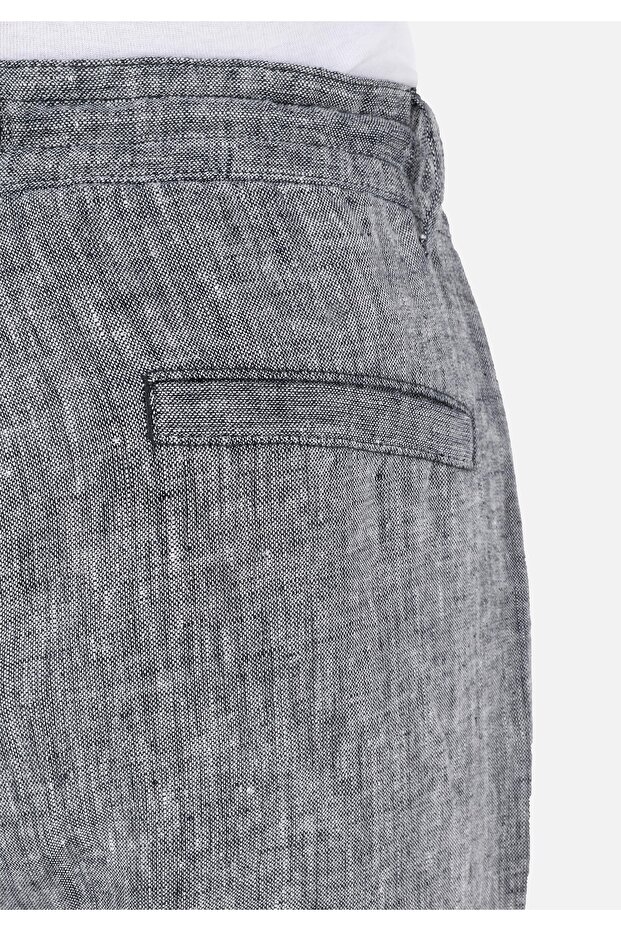 Regular Fit Orta Bel Düz Erkek Gri Şort - 6