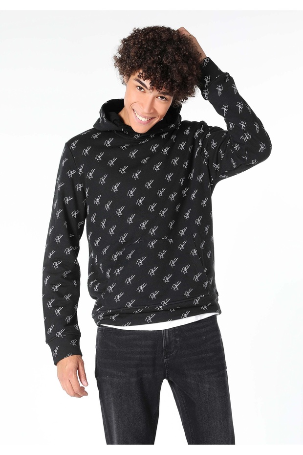 Regular Fit Erkek Siyah Sweatshirt - 1