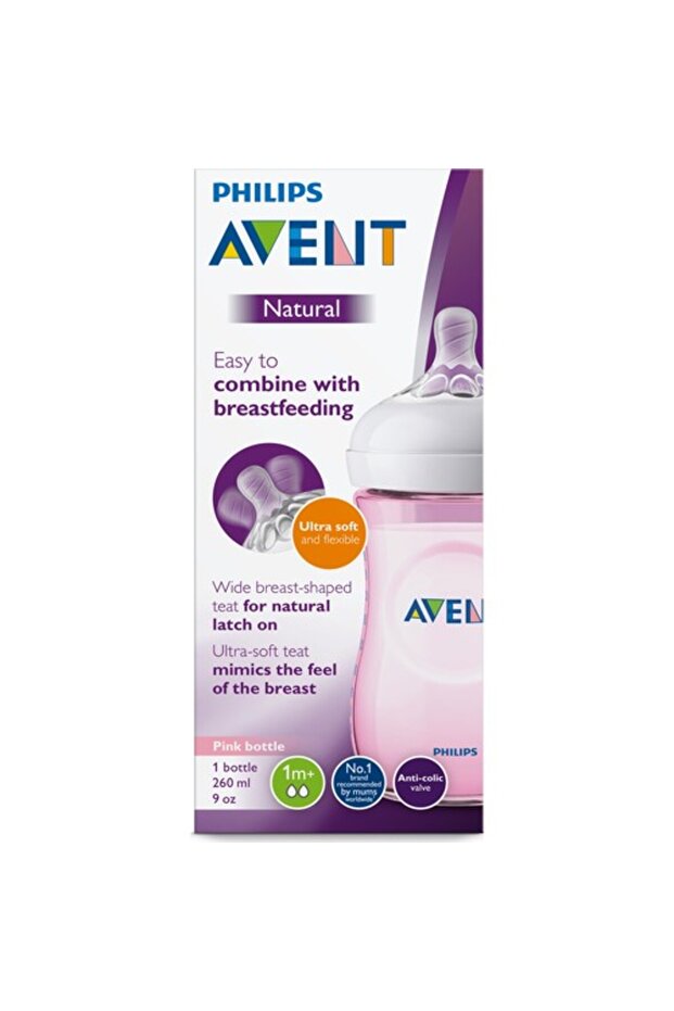 Avent Natural Pp Biberon Yavaş Akış 1 Ay+ 260 Ml - Pembe - 2