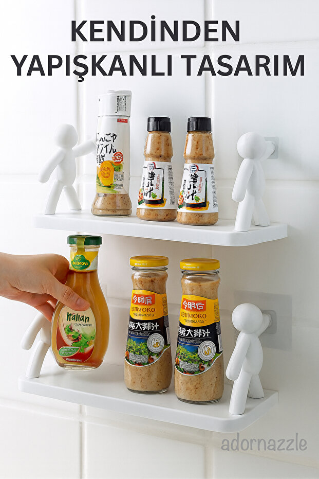 Yapışkanlı Banyo Rafı, İnsan Motifli Duvar Rafı, İnsan Figürlü Banyo Rafı - 1