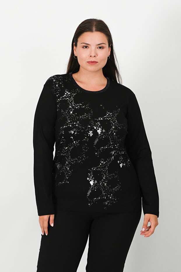 بلوزة قطن ممشط مطبوعة - 1