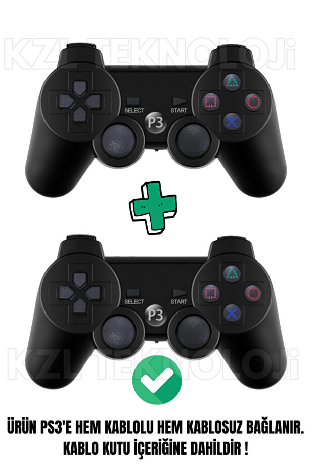 Ps3 Kablosuz Analog Oyun Kolu Dualshock Wireless Joystick Controller Double Gamepad 2 Adet - 4