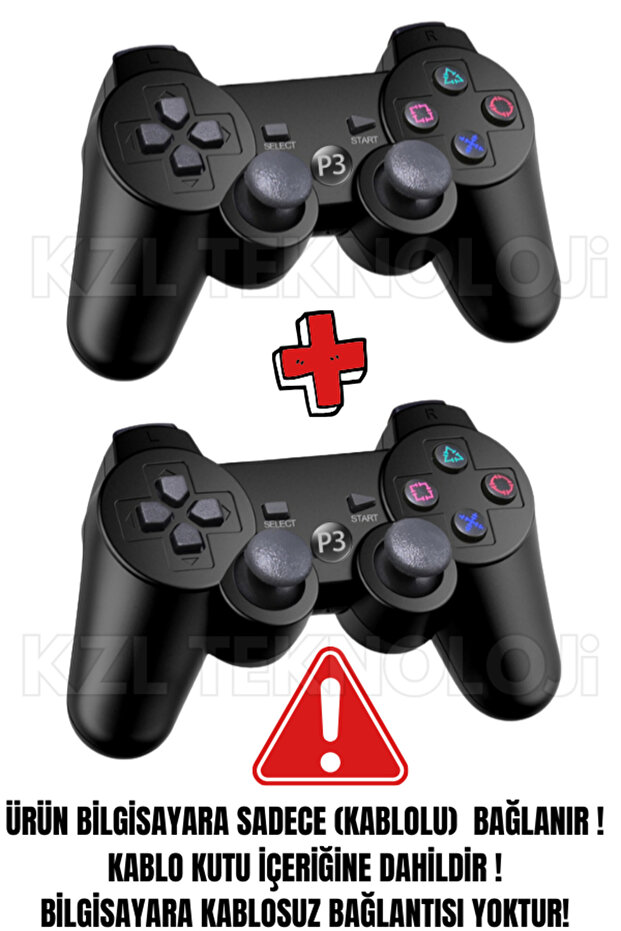 Ps3 Kablosuz Analog Oyun Kolu Dualshock Wireless Joystick Controller Double Gamepad 2 Adet - 5