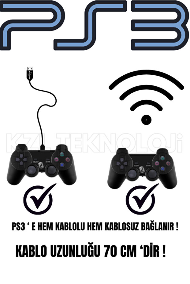 Ps3 Kablosuz Analog Oyun Kolu Dualshock Wireless Joystick Controller Double Gamepad 2 Adet - 3
