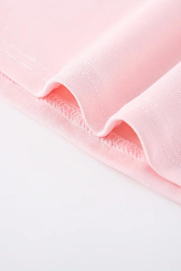 Pembe Bisiklet Yaka Basic Kadın Tişört - 4