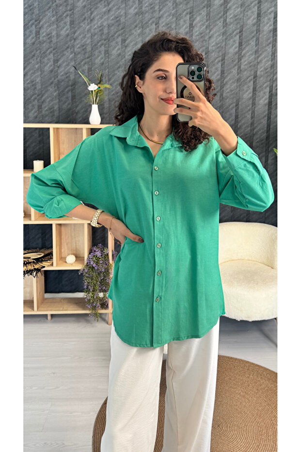 قميص كبير الحجم بأزرار - 1
