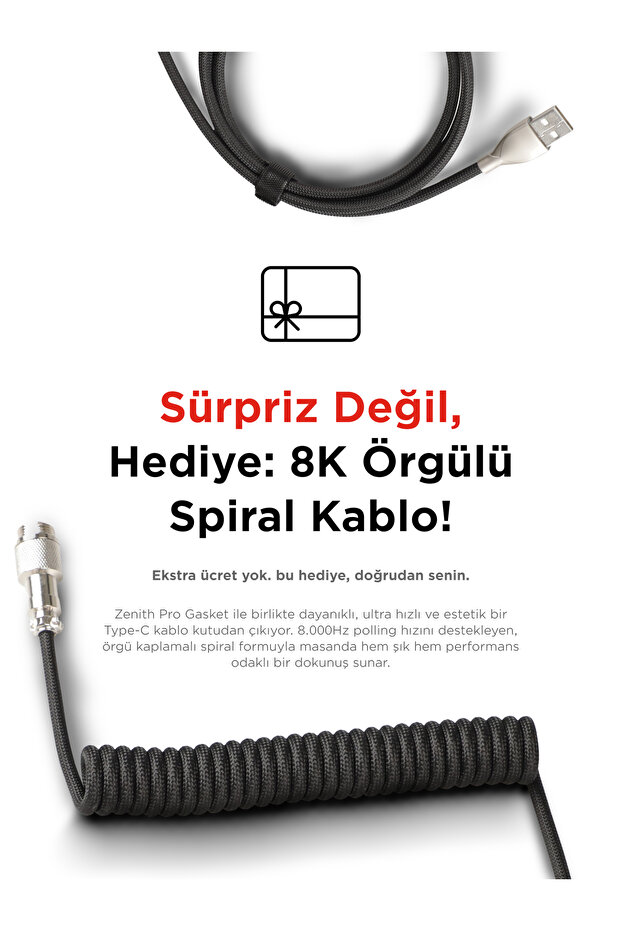 Zenith PRO V2 8000 Hz Gateron Manyetik Anahtarlı RGB Gasket Oyuncu Klavyesi - 7